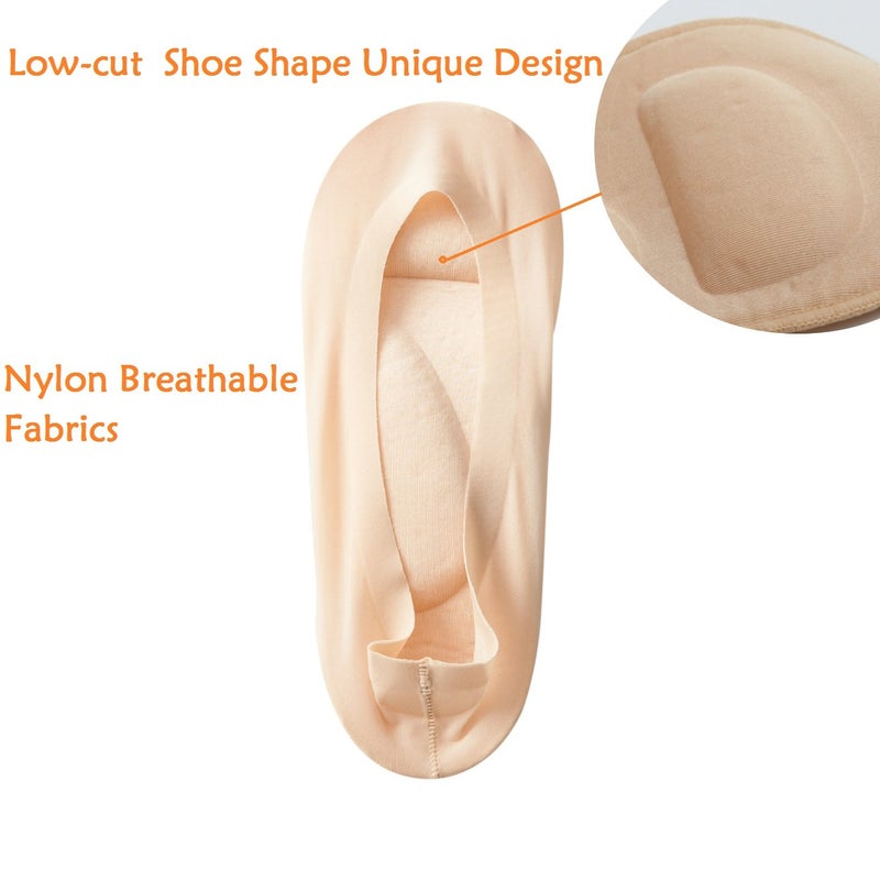 Jarseen Women's No Show Nylon Socks Arch Support Sponge Cushion Liner (2 Pairs) (Shoe-Size 5-6, 2Nude) - Image 3