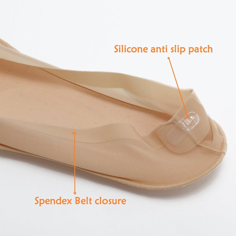 Jarseen Women's No Show Nylon Socks Arch Support Sponge Cushion Liner (2 Pairs) (Shoe-Size 5-6, 2Nude) - Image 5