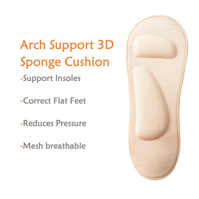Jarseen Women's No Show Nylon Socks Arch Support Sponge Cushion Liner (2 Pairs) (Shoe-Size 5-6, 2Nude) - Image 4