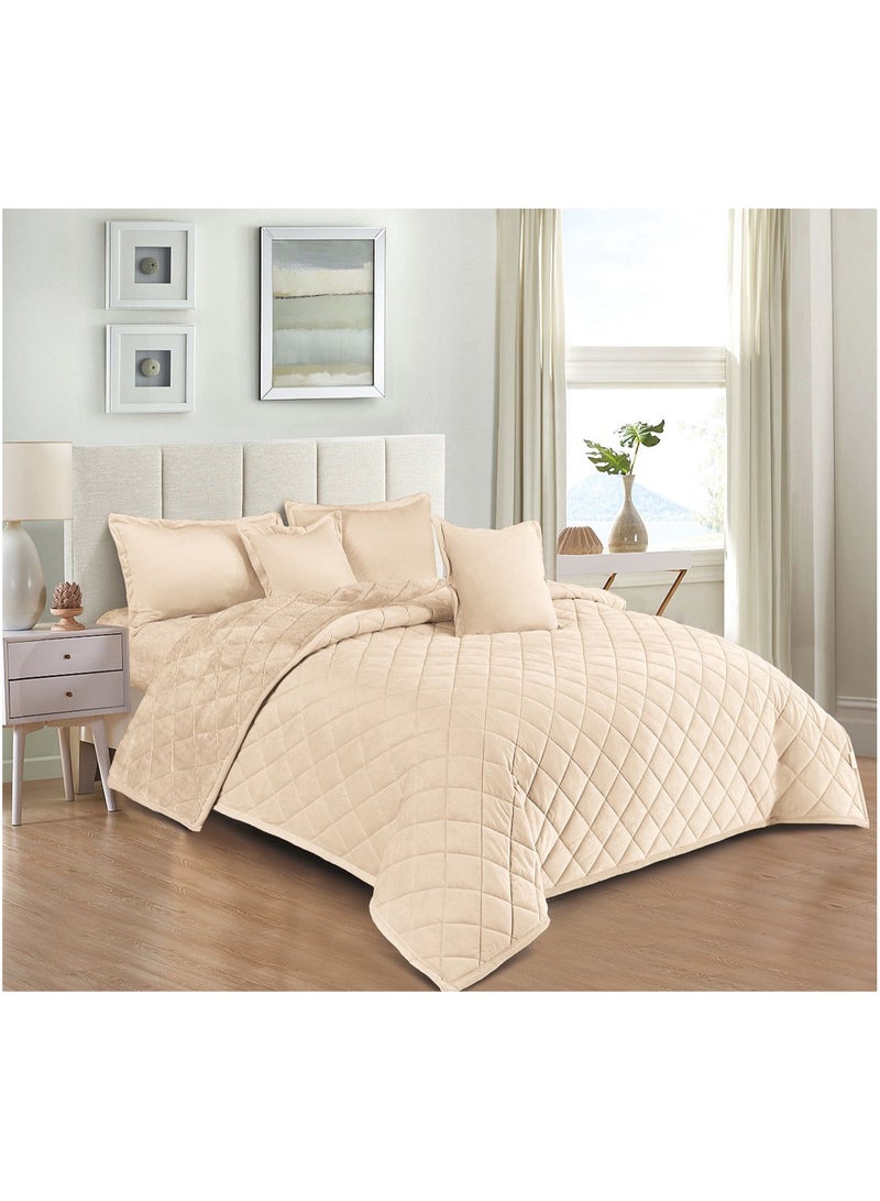 مينج لي مفرش شتوي نفر واحد مضغوط وجهين (مخمل / فرو) – طقم مفارش 4 قطع (1 لحاف + 1 شرشف سرير مطاطي + 2 أغطية وسائد ديكورية) مناسب لسرير مقاس 120×200 سم - Image 1