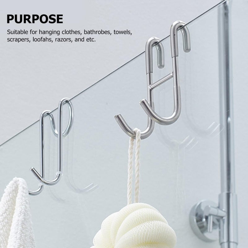 Stainless Steel S Hook Shower Door Towel Holder Bathroom Organizer - Image 5