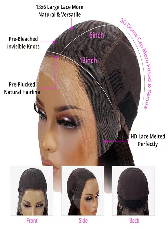 Jinhongze Kinky Straight Wig 13x6 Lace Front Wigs Human Hair 30 Inch Yaki Straight Human Hair Wig 200% Density Lace Front Wigs for Black Women - Image 5