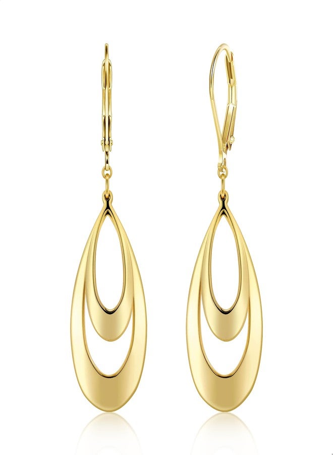 ALEXCRAFT Gold Teardrop Dangle Drop Earrings for Women 14K Gold Plated Double Teardrop Leverback Earrings Hypoallergenic Trendy Prom Fashion Jewelry Gifts - Image 1