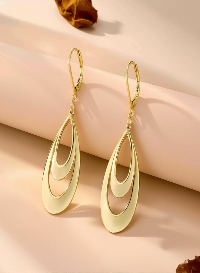 ALEXCRAFT Gold Teardrop Dangle Drop Earrings for Women 14K Gold Plated Double Teardrop Leverback Earrings Hypoallergenic Trendy Prom Fashion Jewelry Gifts - Image 3