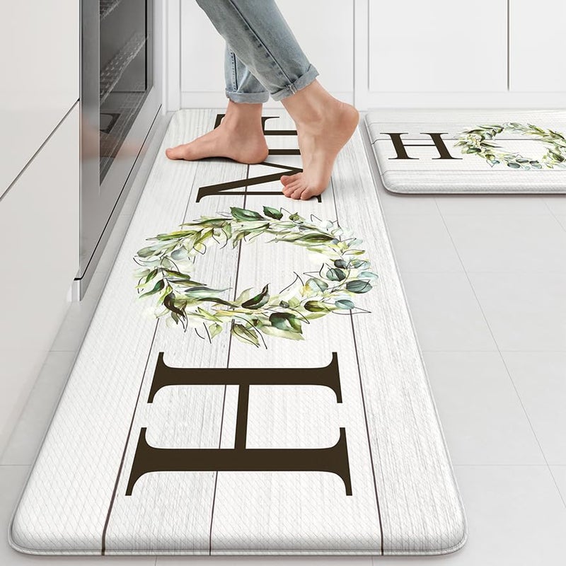 KIMODE Farmhouse Kitchen Mat 2PCS Anti Fatigue Kitchen Rugs Non-Skid Waterproof Kitchen Floor Mat Cushioned Comfort Standing Mat for Office,Laundry,Sink,Home - Image 1