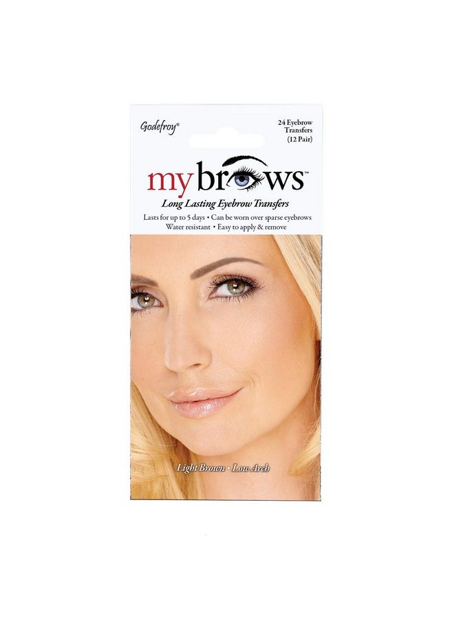 Godefroy Godefroy MyBrows Long Lasting Eyebrow Transfers, Low Arch, Light Brown, 12-Pairs of Brows  - Image 1