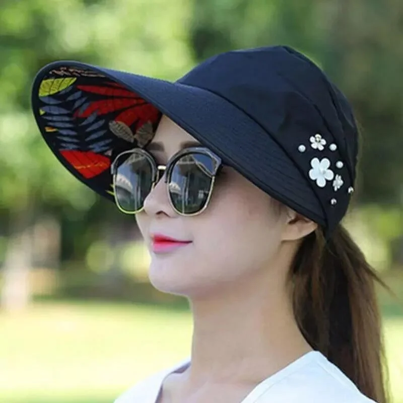 Valkyrie Wide Visor Sunscreen Women Hat Visor Sports Tennis Cap Dark Black