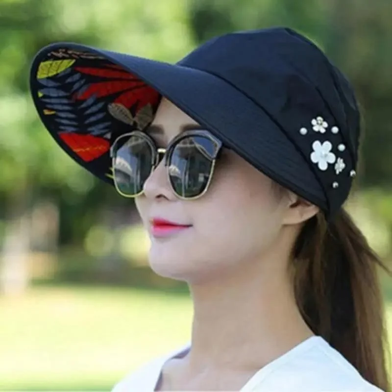 Valkyrie Wide Visor Sunscreen Women Hat Visor Sports Tennis Cap Dark Black