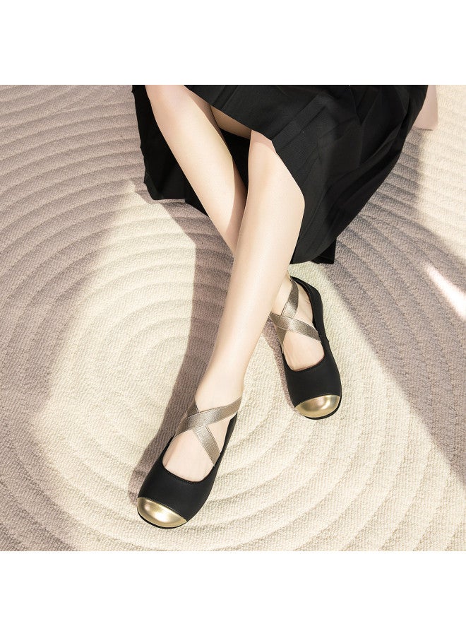 Goldlion Lightweight And Soft Ballet Flats For Women, Simple Color-block Design, Comfortable Mary Jane Shoes For Women - Image 3