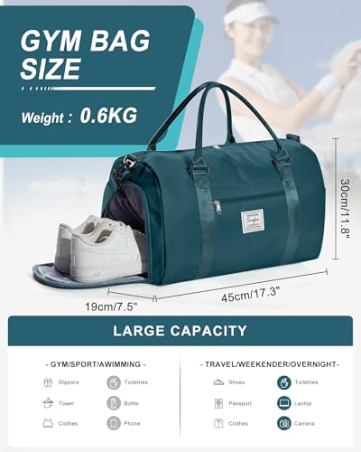 WISEPACK Gym Bags Womens Mens with Shoes Compartment and Wet Pocket Travel Duffel Bag for Women for Plane Sport Gym Tote Bags Swimming Yoga Waterproof Weekend Overnight Bag Carry on Bag Hospital Holdalls - Image 2