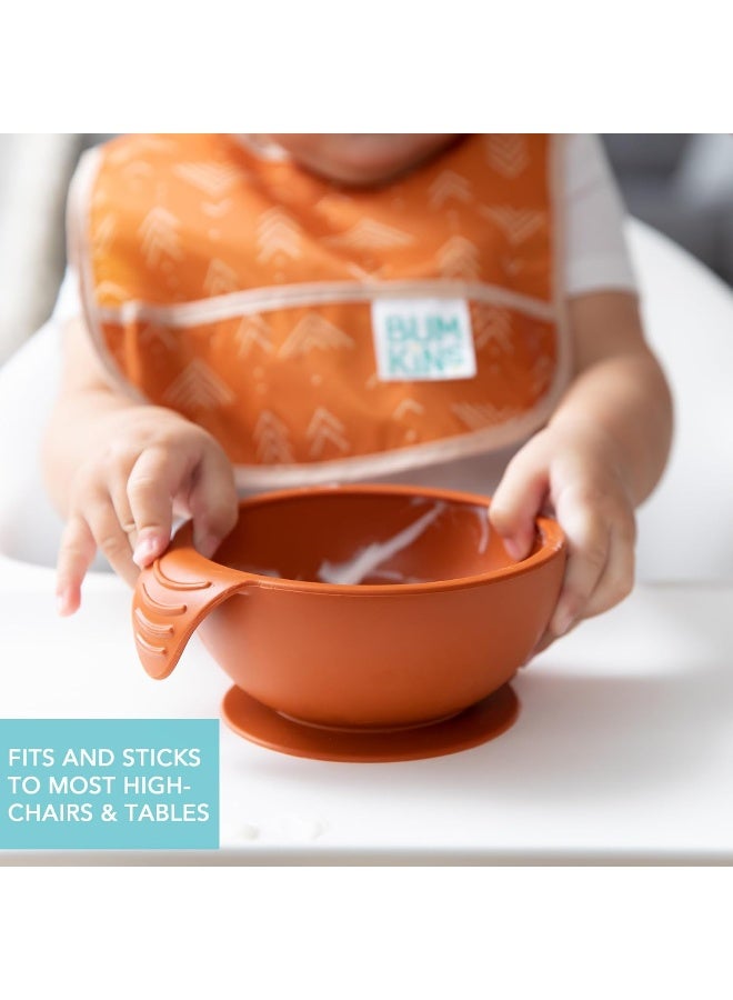 Bumkins Baby Bowls, Silicone Baby Feeding Set, Suction Bowls for Baby and Toddler with Spoon and Lid, First Feeding Set, Platinum Silicone Bowl for Babies 4 Months Up - Image 3