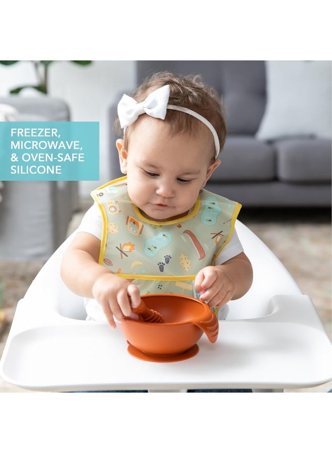 Bumkins Baby Bowls, Silicone Baby Feeding Set, Suction Bowls for Baby and Toddler with Spoon and Lid, First Feeding Set, Platinum Silicone Bowl for Babies 4 Months Up - Image 4