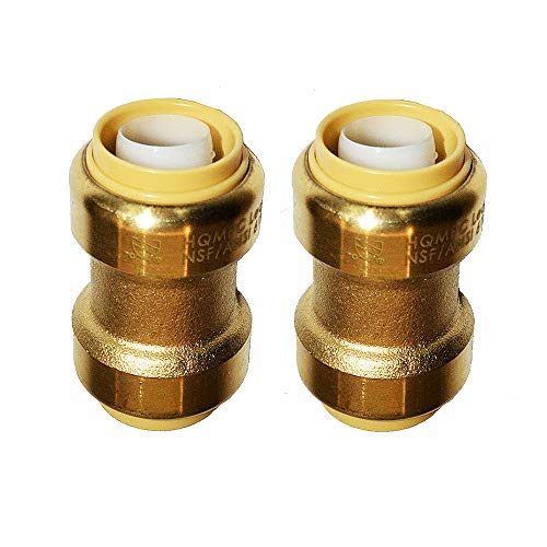 HQMPC Push Fit PEX Fittings Straight Coupling 1/2", Push-to-Connect Copper, CPVC, No Pb Brass Plumbing Fittings (2PCS 1/2 Inch(1/2")) - Image 1