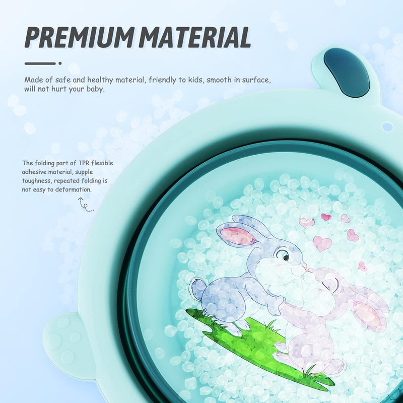 ويوبلز حوض استحمام محمول قابل للطي، حوض غسيل متنقل بتصميم كرتوني، حوض غسيل قابل للطي للأطفال الرضع، حوض غسيل متعدد الأغراض للسفر، مناسب للمنزل والمطبخ والتخييم، حوض استحمام أخضر للأطفال الصغار - Image 3