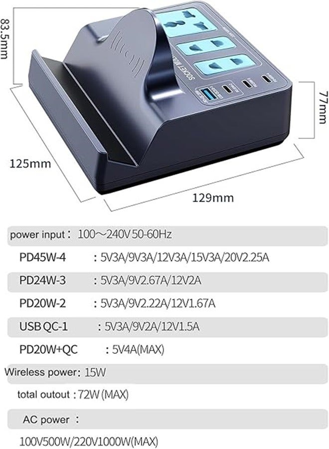 Fineblue 3 in 1140w  Wireless Charging Station, Fast Wireless Charger Stand for Fast Charge, Wireless Charger for Travel Phone Apple iPhone 16 15 14 13 12 11 X Pro Max iWatch 8 7 6 5 4 Samsug Galaxy S - Image 2