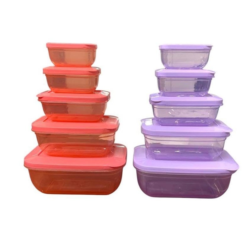 c s m CSM 5+5 Rectangular Plastic Food Storage Container with Air Tight Lid Kitchen Container Meat Box Fridge and Freezer Storage Boxes Bowl - 100ml, 150ml, 290ml, 580ml, 1000ml, 10 Pcs, Clear - Image 4