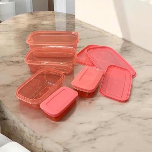 c s m CSM 5+5 Rectangular Plastic Food Storage Container with Air Tight Lid Kitchen Container Meat Box Fridge and Freezer Storage Boxes Bowl - 100ml, 150ml, 290ml, 580ml, 1000ml, 10 Pcs, Clear - Image 3