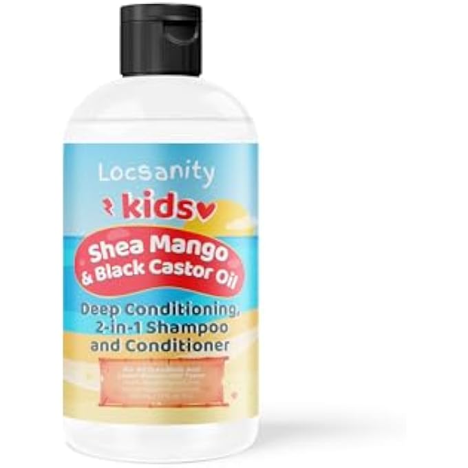 Locsanity Shea and Mango Kids 2 in 1 Shampoo and Conditioner, 12 oz, for Natural, Kinky and Curly Hair, Locs