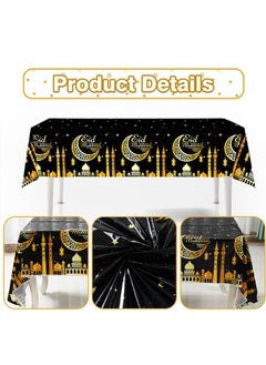 Yoawllty 3Pcs Ramadan Table Cover, Disposable Black Gold Ramadan Tablecloths Decorations for Home, Family Gatherings, Party Supplies  - Image 3