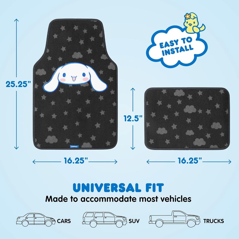 Carbella Sanrio Cinnamoroll Carpet Car Floor Mats, Universal Fit for Cars, SUVs & Trucks, Cinnamoroll Print & Pattern Accents, Non-Slip Front Rear Floor Mat for Car, 4 Piece - Image 5
