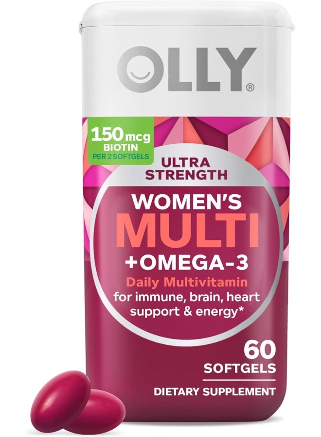 OLLY OLLY Ultra Women's Multi Softgels, Overall Health and Immune Support, Omega-3s, Iron, Vitamins A, D, C, E, B12, Daily Multivitamin, 30 Day Supply - 60 Count - Image 1
