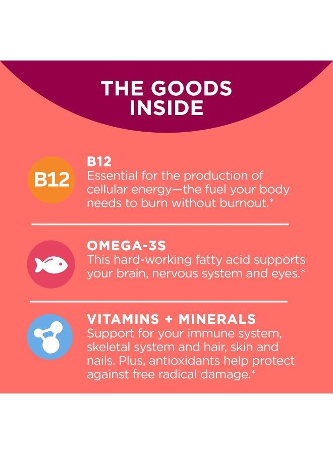 OLLY OLLY Ultra Women's Multi Softgels, Overall Health and Immune Support, Omega-3s, Iron, Vitamins A, D, C, E, B12, Daily Multivitamin, 30 Day Supply - 60 Count - Image 3