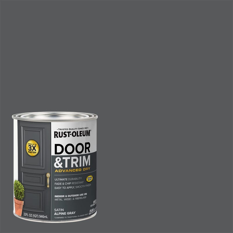 رست أوليوم طلاء Rust-Oleum 369387 للباب الجاف المتطور وطلاء الكسوة باللون الرمادي الألبيني كوارت - Image 2