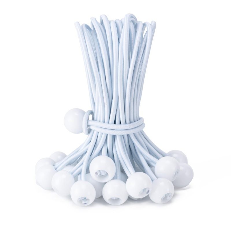Heavy Duty Bungee Cord 4-Inch White 30-Pack Quick-Release Ball Ties - Rust Proof Elastic Tie Down Strap for Outdoor Camping, Home Garage And Job Site - Image 1