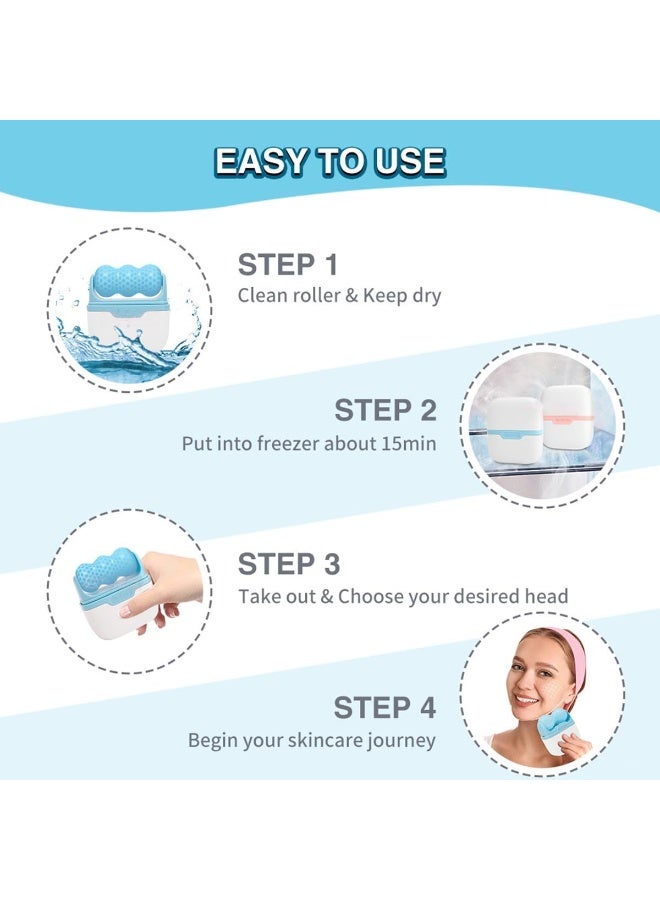 ECVV 2-in-1 Ice Roller for Face Eyes & Body - W & V Shape Massage Heads, Shrinks Pores, Cold Therapy, Reusable, Relaxes Skin, Lifts & Tightens for Anti-Puffiness - Image 5