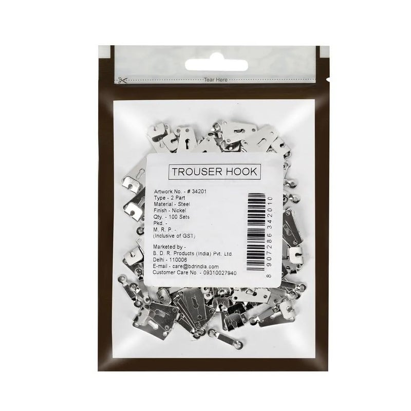 HUNNY- BUNCH HUNNY BUNCH Premium Jyoti Steel Hooks 2 Parts Trouser Hooks for Used in Trousers Bra Skirts Pants Frocks Dresses Other Garment Etc100 Set in a Box 