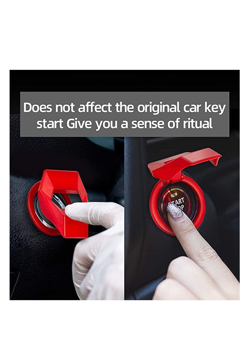 SYOSI Auto Interior Accessories Universal Car Key Cap Engine Start/Stop Button Cover, Push to Start Button Ignition Cover Anti-Scratch Universal Aluminum Alloy Button Decoration Ring for Cars - Image 2