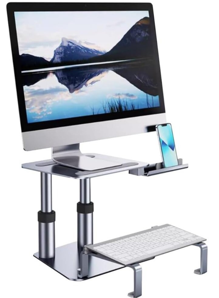 Gravity Adjustable Height Monitor Stand with Retractable Desk Mount ‚Äì Laptop Riser with Keyboard Support for iMac, MacBook, iPad, iPhone ‚Äì Ergonomic & Stable ABS Metal Build, Fits Devices Up to 17‚Äù - Image 4