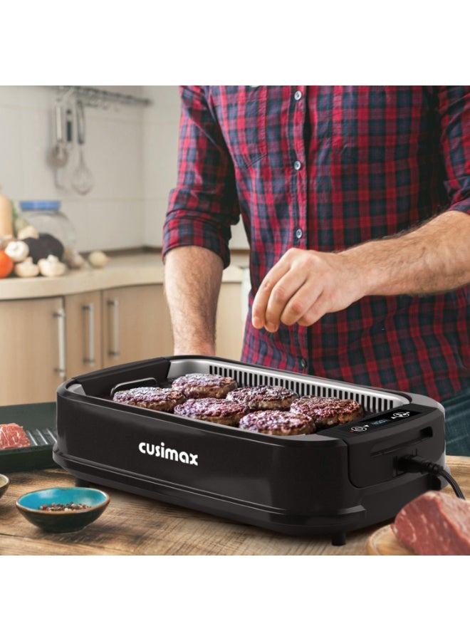 كوسيماكس الشواية الكهربائية الخالية من الدخان مع تكنولوجيا استخراج الدخان التوربو ، وعاء الشواية القابلة للإزالة غير اللاصقة ، غسالة الصحون آمنة ، 1500 واط ، رائعة للمنزل والحزب - Image 2