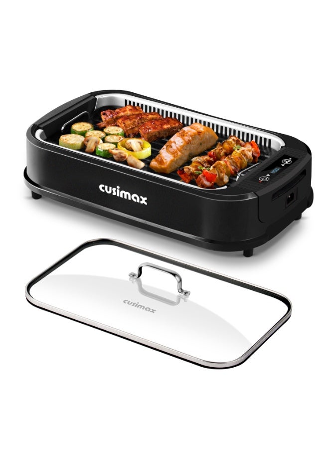 كوسيماكس الشواية الكهربائية الخالية من الدخان مع تكنولوجيا استخراج الدخان التوربو ، وعاء الشواية القابلة للإزالة غير اللاصقة ، غسالة الصحون آمنة ، 1500 واط ، رائعة للمنزل والحزب - Image 1