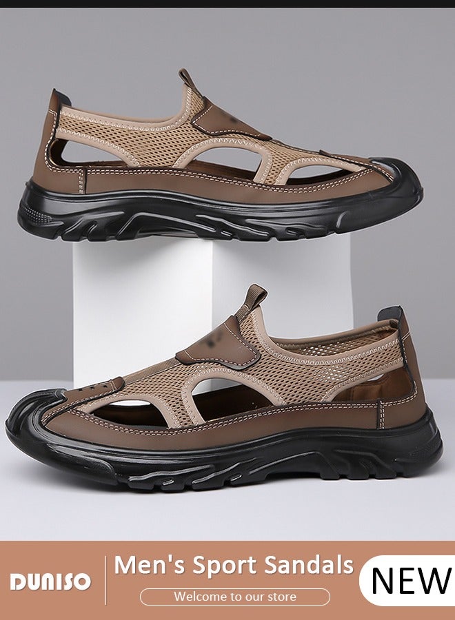 DUNISO Men's Sandals Summer Men Breathable Sandals  Soft Men Light Sandals Slides  Mesh Sandals Classic Outdoor Slippers or Adventure Trail Hiking(Size 42) - Image 1