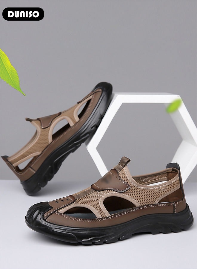 DUNISO Men's Sandals Summer Men Breathable Sandals  Soft Men Light Sandals Slides  Mesh Sandals Classic Outdoor Slippers or Adventure Trail Hiking(Size 42) - Image 5