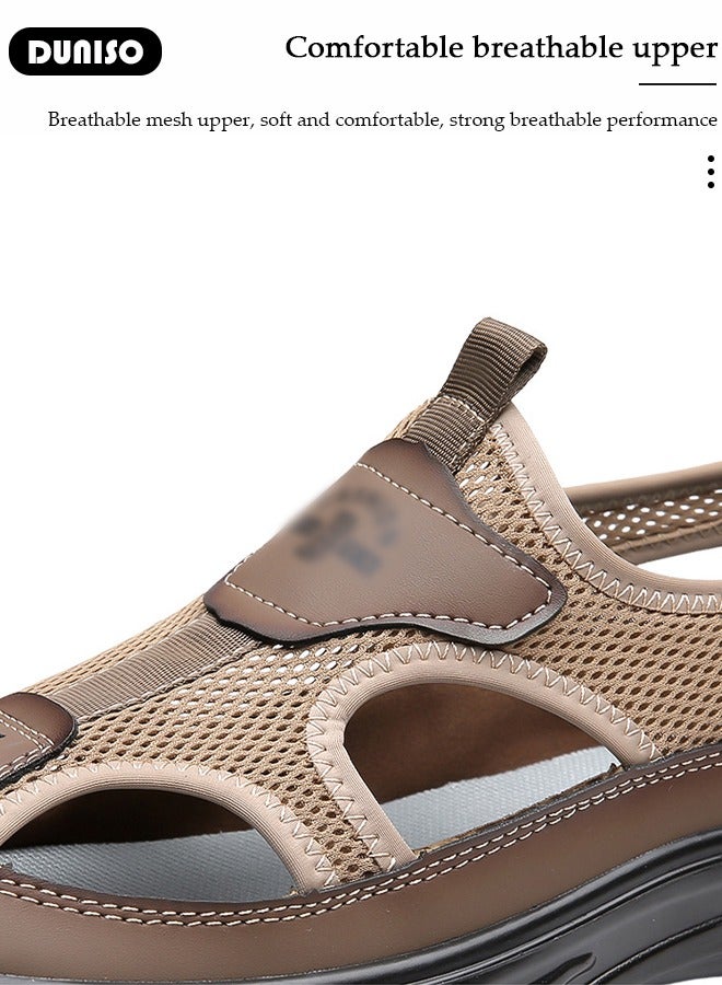 DUNISO Men's Sandals Summer Men Breathable Sandals  Soft Men Light Sandals Slides  Mesh Sandals Classic Outdoor Slippers or Adventure Trail Hiking(Size 42) - Image 3