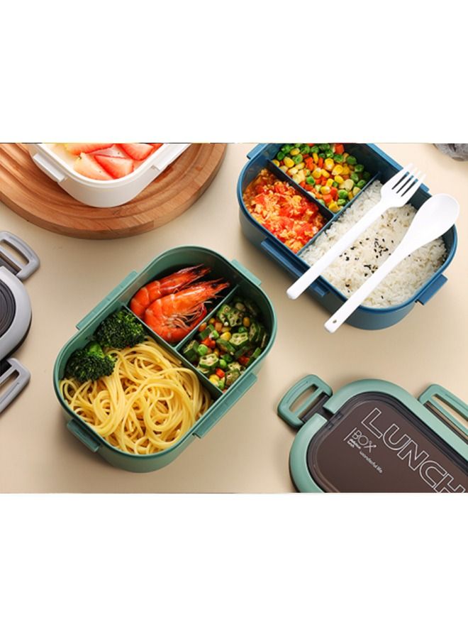 Arabest Portable Sealed Lunch Box 2-layer Children's Mesh Lunch Box with Fork Spoon Leak Proof - Image 3