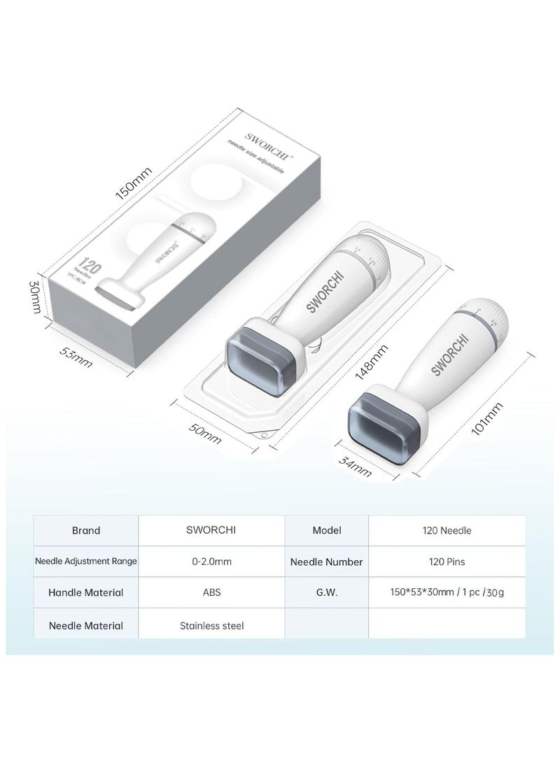 بيو نيدل ديرما ستامب قابل للتعديل من 0 إلى 2 مم – 120 إبرة تيتانيوم دقيقة للعناية بالبشرة - Image 2