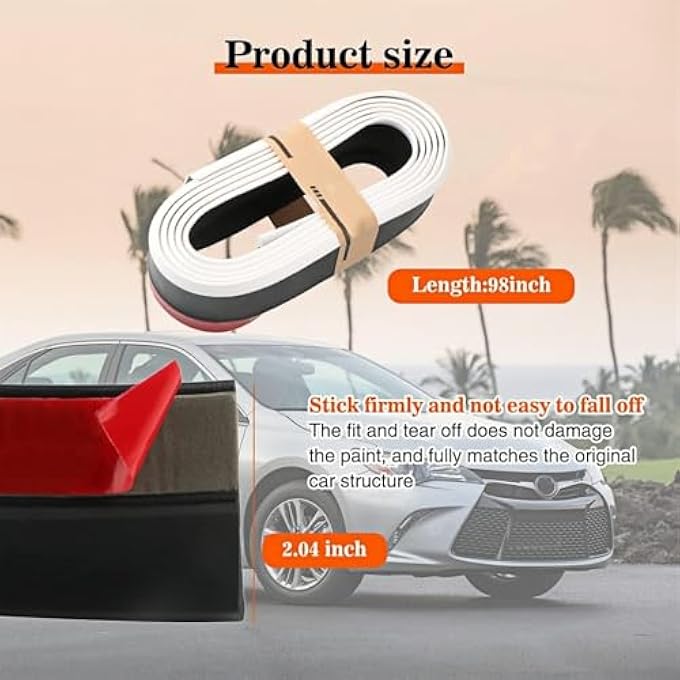 white shop THE Car Front Lip, Front Bumper Lip, Carbon Lip, Side Skirt, Spoiler Protection, Universal Auto Parts (Black and White) - Image 3