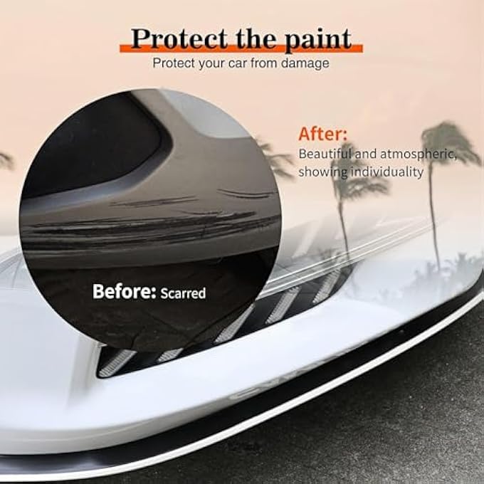 white shop THE Car Front Lip, Front Bumper Lip, Carbon Lip, Side Skirt, Spoiler Protection, Universal Auto Parts (Black and White) - Image 4