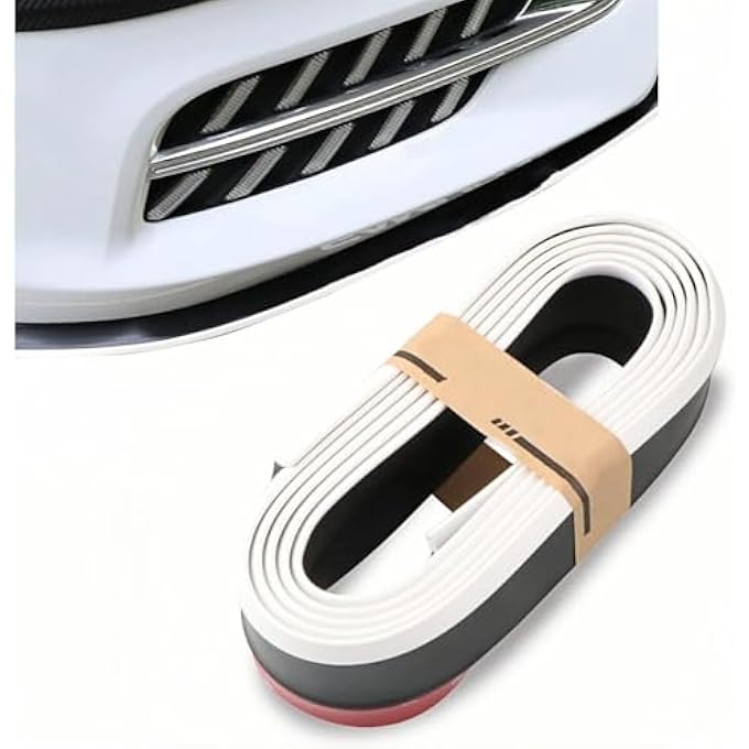 white shop THE Car Front Lip, Front Bumper Lip, Carbon Lip, Side Skirt, Spoiler Protection, Universal Auto Parts (Black and White) - Image 1
