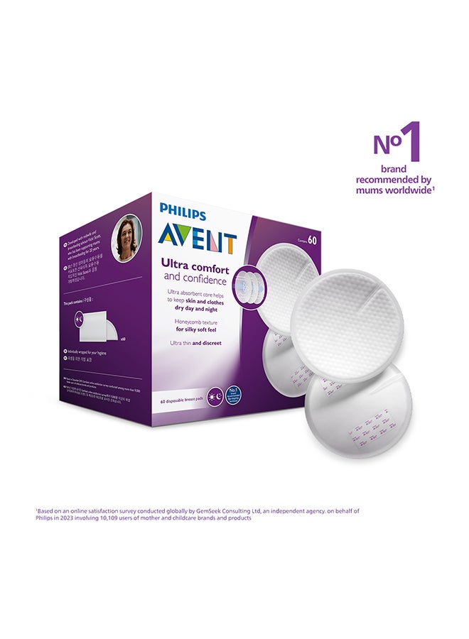 Philips Avent Maximum Comfort Disposable Breast Pads, Count 60 - White - Image 1