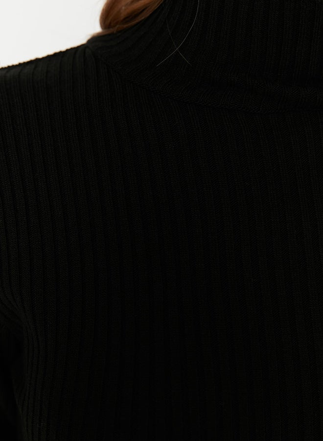trendyol Black Mini Knitwear Dress with Accessory Detail TWOAW23EL01389  - Image 4