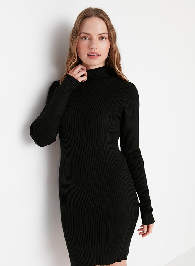 trendyol Black Mini Knitwear Dress with Accessory Detail TWOAW23EL01389  - Image 3