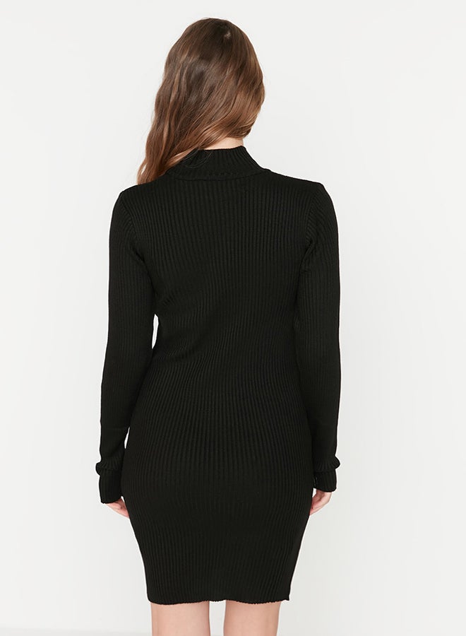 trendyol Black Mini Knitwear Dress with Accessory Detail TWOAW23EL01389  - Image 5