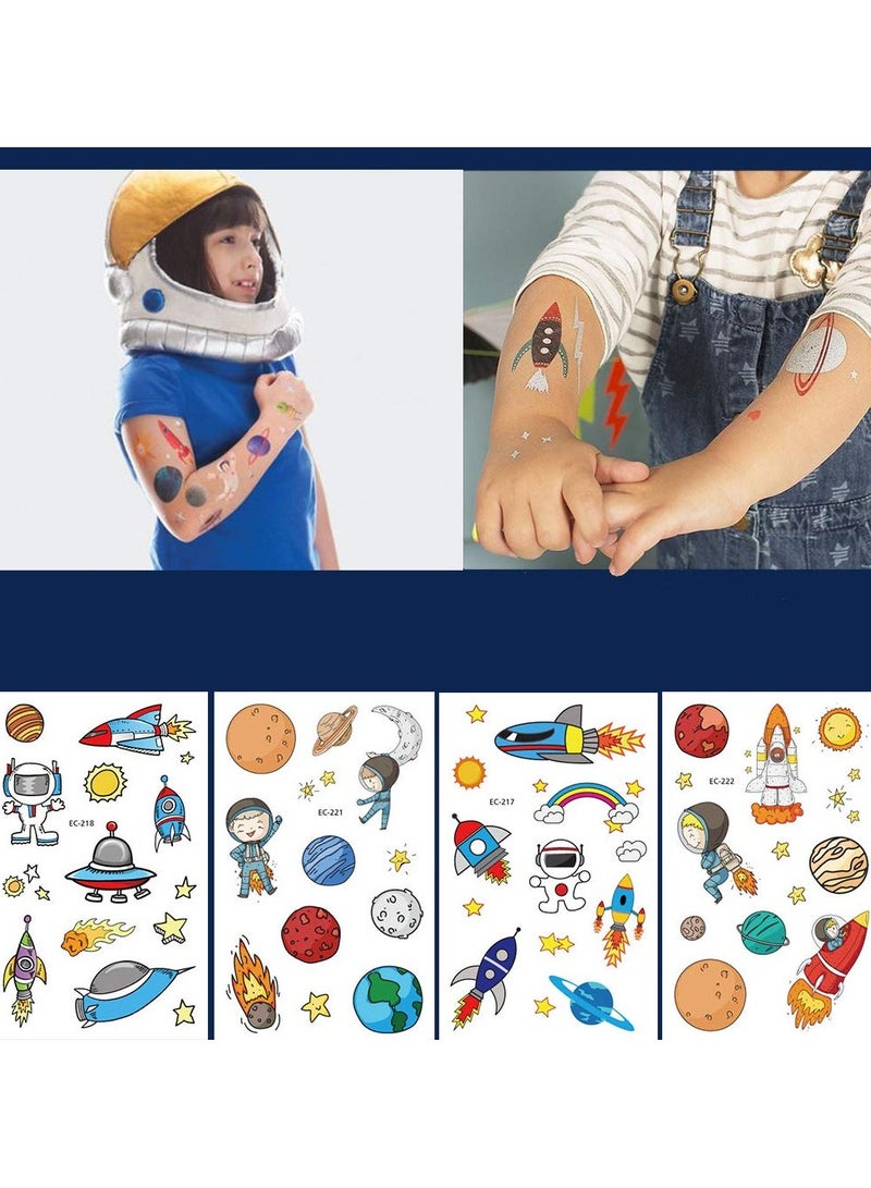 ORAINBOW 250pcs Temporary Tattoos for Kids Birthday Party Featured 4 Series of Cute Waterproof Tattoos for Boys Girls Dinosaurs Spaceships Fish Unicorn - Image 2