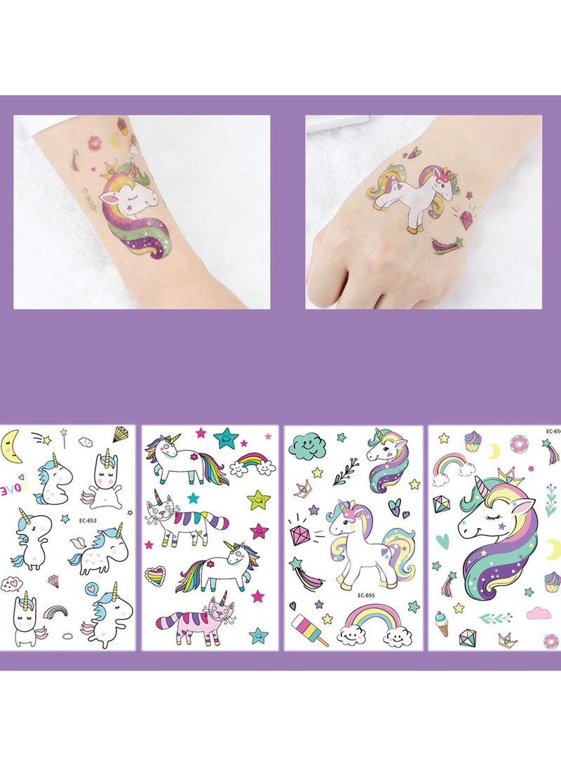 ORAINBOW 250pcs Temporary Tattoos for Kids Birthday Party Featured 4 Series of Cute Waterproof Tattoos for Boys Girls Dinosaurs Spaceships Fish Unicorn - Image 4