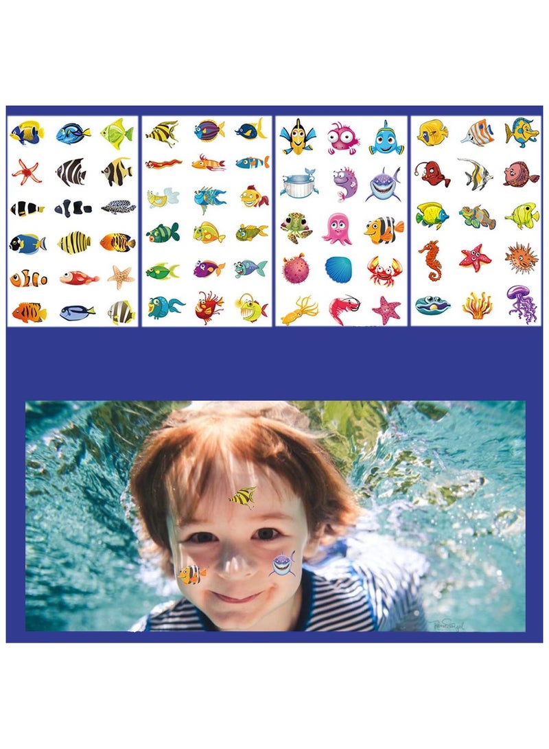 ORAINBOW 250pcs Temporary Tattoos for Kids Birthday Party Featured 4 Series of Cute Waterproof Tattoos for Boys Girls Dinosaurs Spaceships Fish Unicorn - Image 5