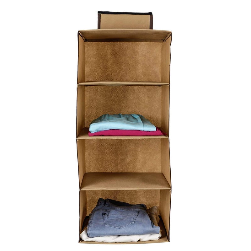 Flipco Flipco Cloth Hanging Organizer 4 Layer Shelf Closet 30 x 30 x 80 cm Hanging Closet OrganizerSweater Sock Organizer with a Hook and LoopsCollapsible Storage Shelves for Clothes  - Image 5